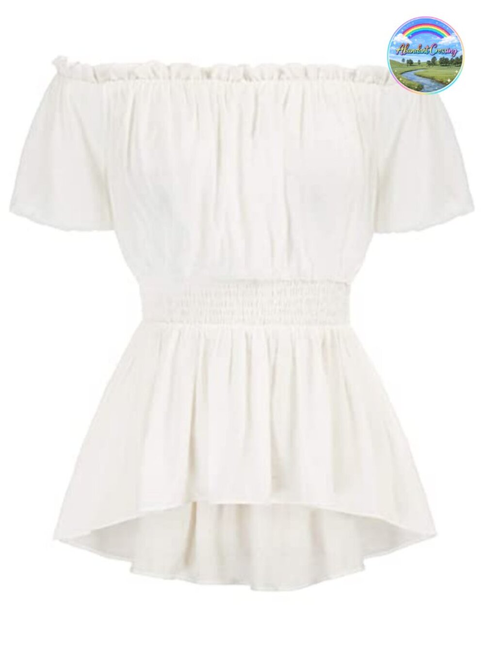 Renaissance Shirt Short Sleeve Peplum Top Off Shoulder Peasant Blouse